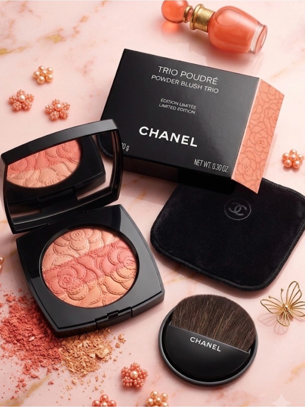 Chanel 2025 Limited Edition Camelia Futura Powder Blush Trio NIB Limited-Edition